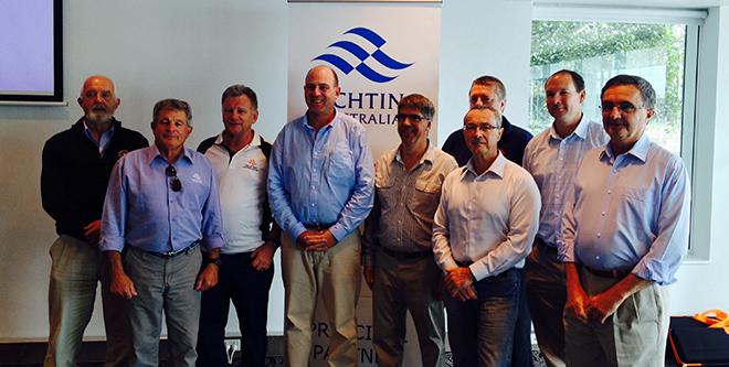 Matt Allen, President of Yachting Australia and Member Yachting Association Presidents on Saturday 18 October 2014.  Ron Bugg (Yachting Tas), Ken Hurling (Yachting Qld), Gary Martin (Yachting NT), Matt Allen (Yachting Australia), Denys Pearce (Yachting WA), Ian Cunningham (Yachting Vic), Wayne Thompson (Yachting SA), Matt Owen (Yachting ACT), Richard Hudson (Yachting NSW). © Jane Gordon